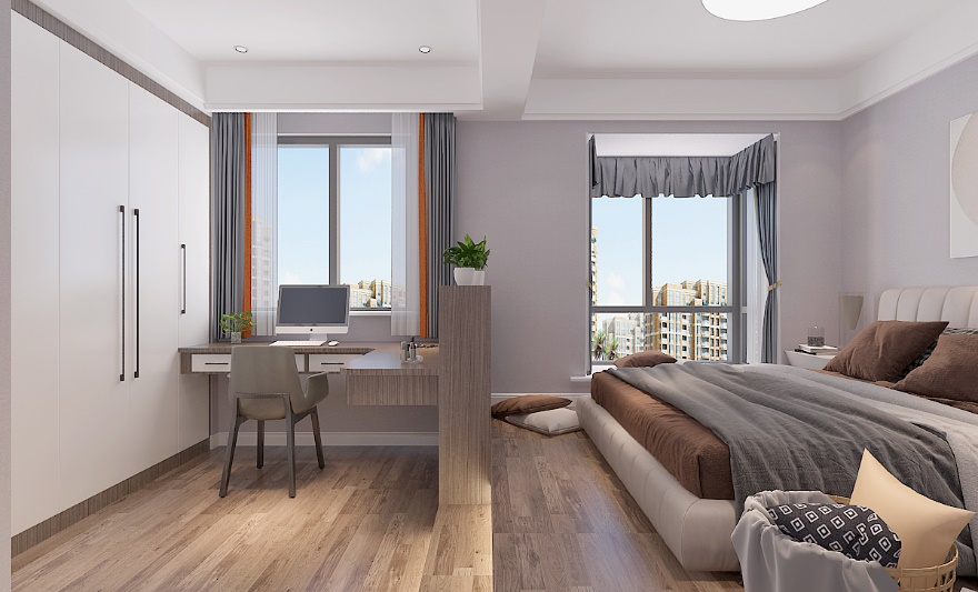 龍湖九里晴川-現(xiàn)代簡約-臥室設(shè)計(jì)效果圖